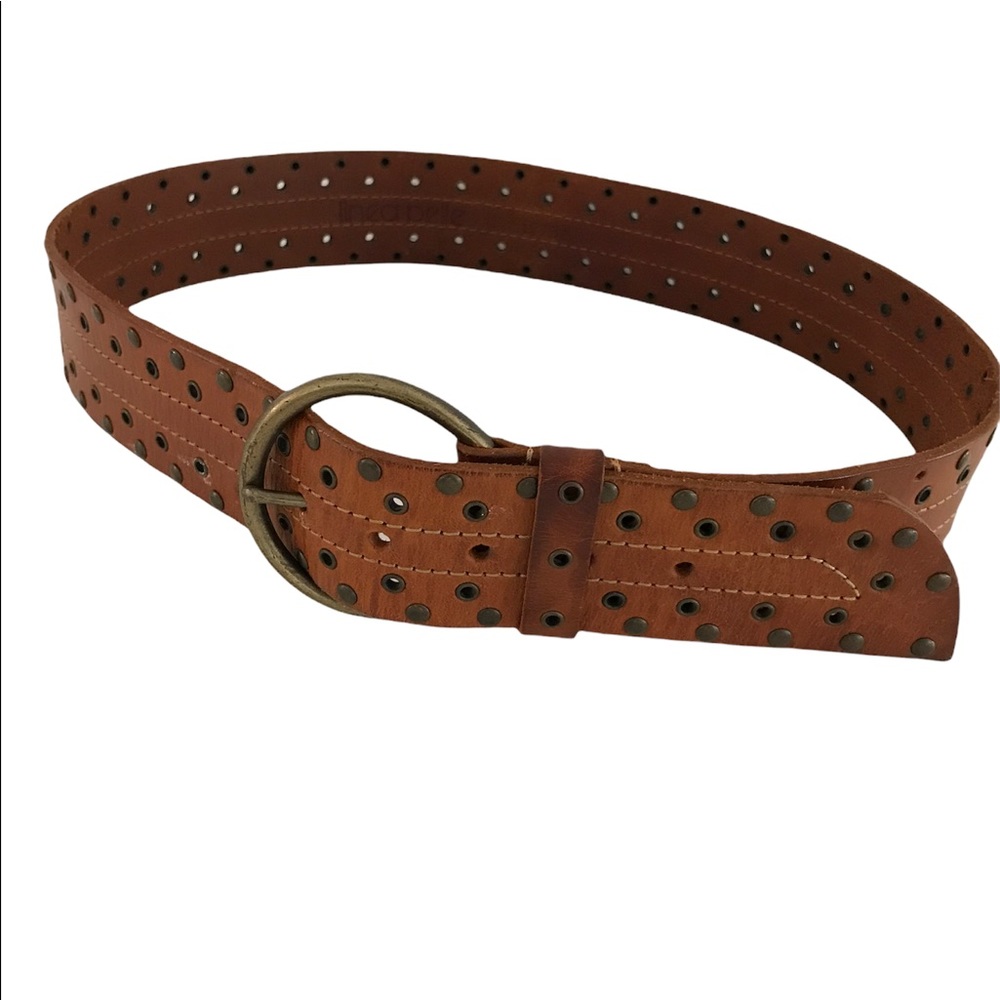 Anthropologie Brown Leather Belt with Brass Buckle